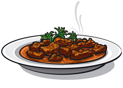 猪肉炖粉条牛肉大餐矢量卡通插图插画