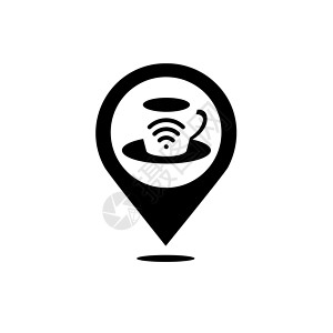 图标组合咖啡wif和指针符号组合网吧和gps定位符号或图标背景