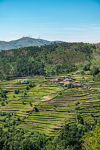 汉达贝特俯视农业梯田著名的提贝特风格景观portacvplcesitloarcsdevalzportugal背景