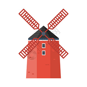 法国贵族风红色风车插画