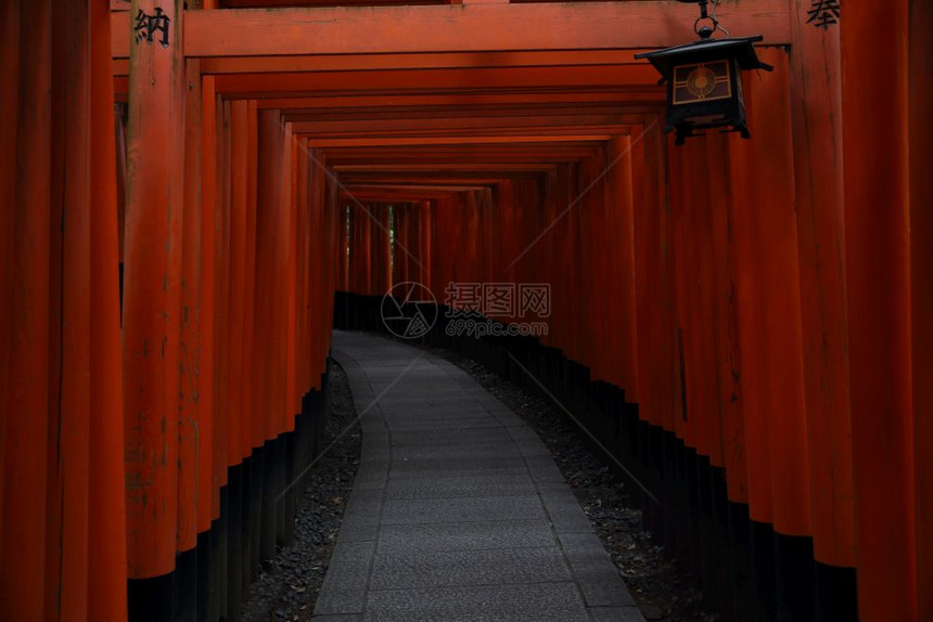 在日本京都的fushimInar神庙图片