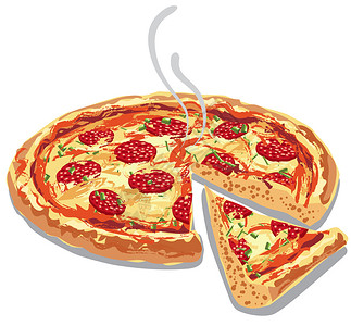 比萨孤立的香肠高清图片