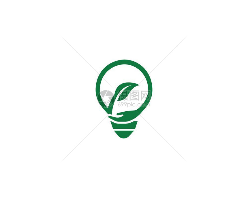 绿色灯泡电气模板设计矢量图片