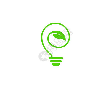 环保型绿色灯泡能源模板概念叶矢量设计图片