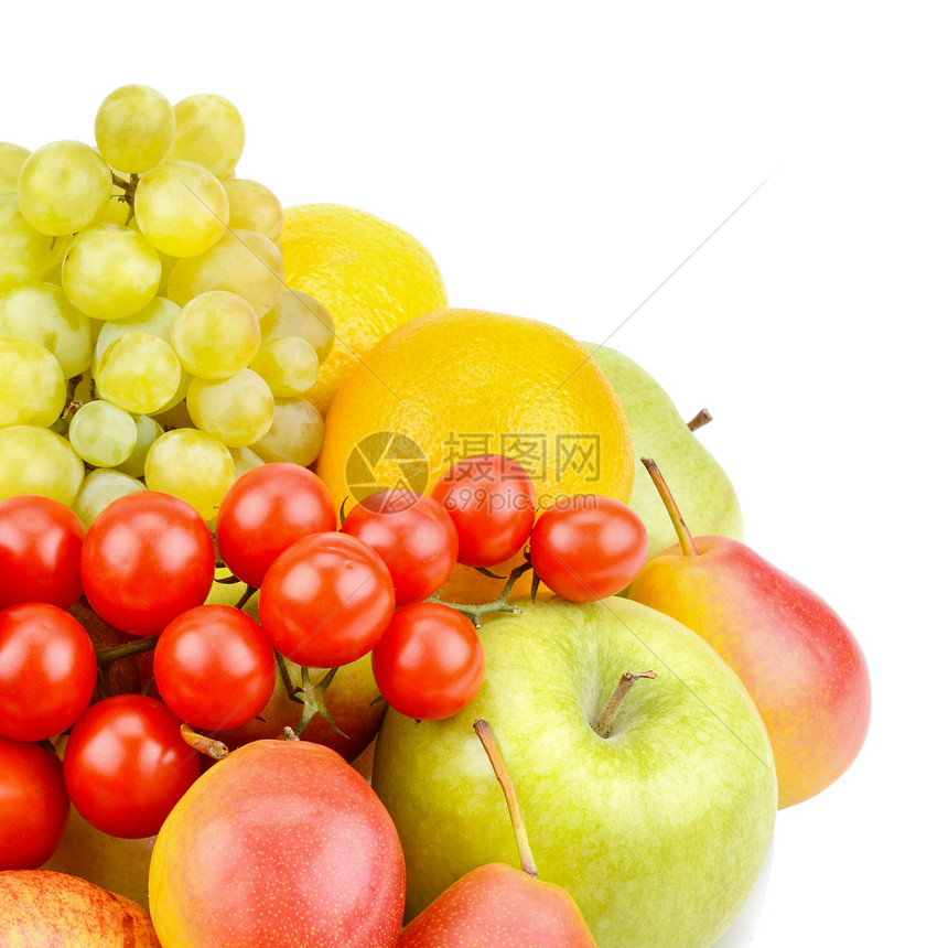一组白色背景的水果和蔬菜图片