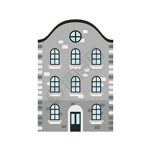 荷兰山墙房子卡通房屋建筑矢量插图设计图片