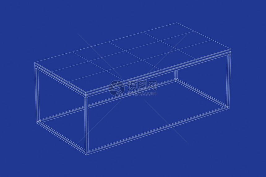 3D咖啡桌个有线框架模型图片