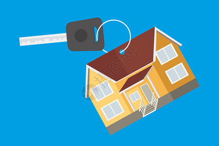 钥匙和房屋钥匙链房地产概念平面矢量图钥匙和房屋钥匙链房地产概念背景图片