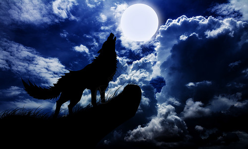 月亮红狼背景红太狼高清图片