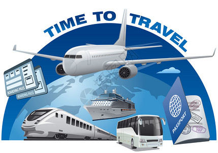 以交通和机票方式说明世界各地旅行的概念说明图片
