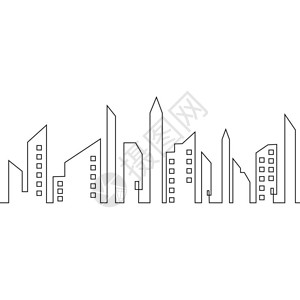 手绘线条现代城市矢量插图图片