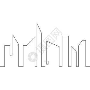 手绘线条现代城市矢量插图背景图片