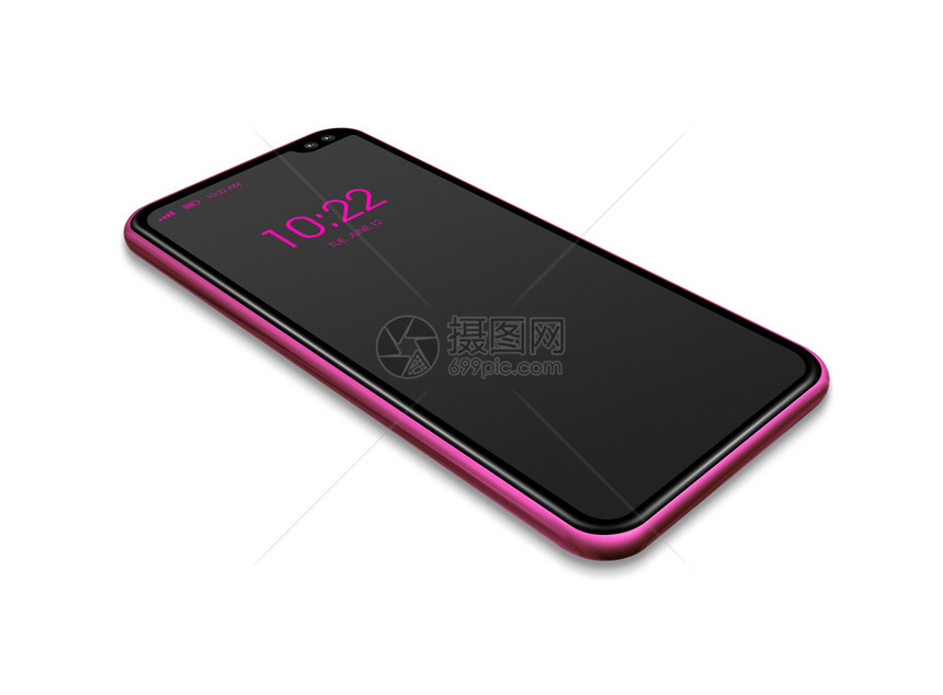 全屏数字黑色和粉红智能手机模型在白色上隔离3d制成全屏黑色和粉红智能手机模型在白色上隔离制成图片