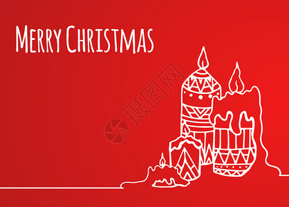 贺卡带有手画的圣诞节蜡烛供你创作贺卡供你Crieatv图片