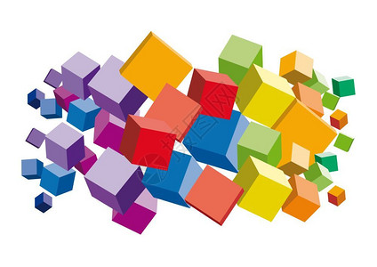 多彩块3d立方体的矢量说明插画