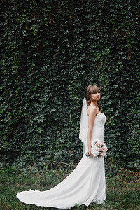 美丽的新娘穿着婚纱背景图片