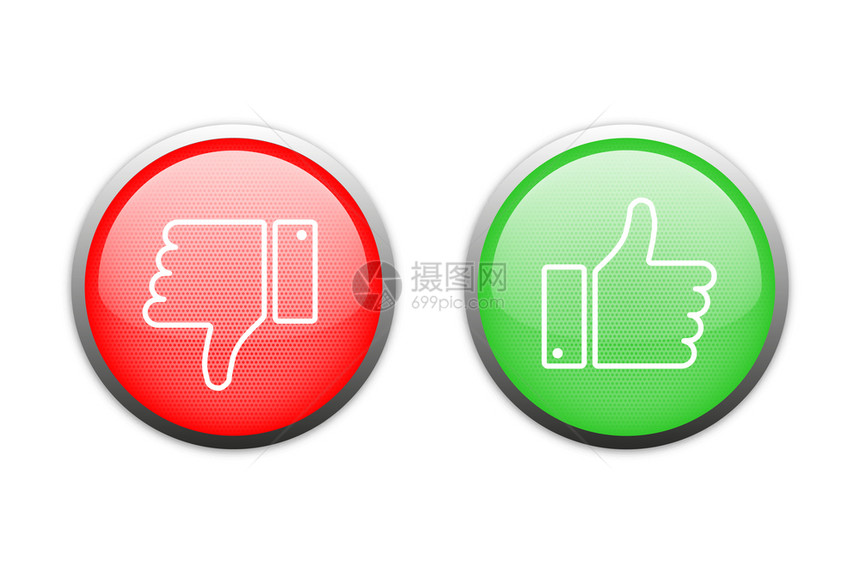 像社交媒体符号一样的红色和绿孤立矢量符合实际的按钮eps10图片