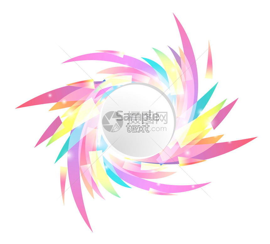 带有抽象彩虹色花瓣的圆框模板用于您设计的矢量元素vecto图片
