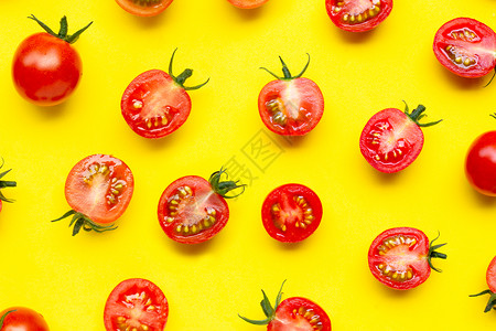 黄色背景上的番茄高清图图片