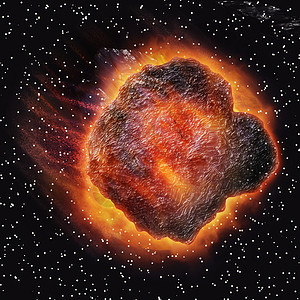 3号巨型小行星在空间爆炸数字化的插图图片