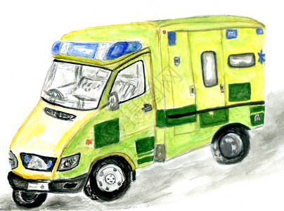 货车量图急救护车手画水彩图背景