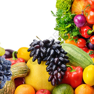 白色背景上的蔬菜和水果拼贴免费文本空间图片