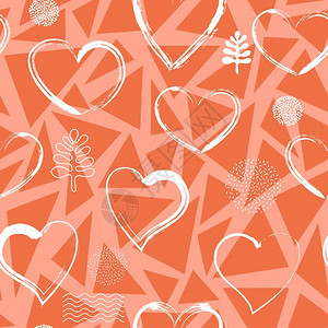 矢量valentirsqu日背景带有红心的无缝模式图片