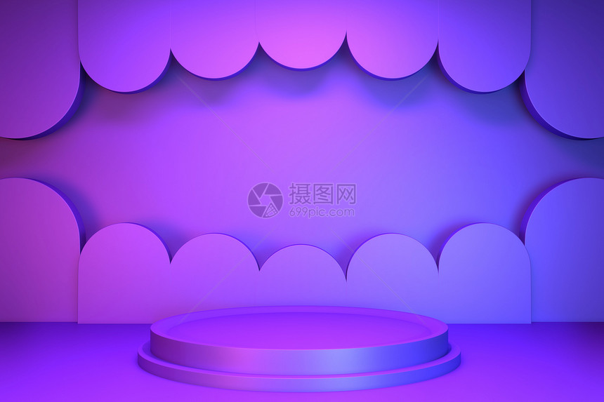 紫色和蓝抽象讲台演示文板3D图片