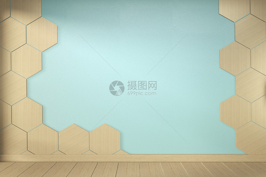 六边瓷砖墙的内部设计图片