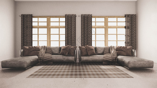 现代式木地板上有白色墙地毯上有沙发臂椅图片