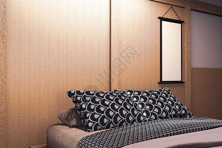 现代日本风格的式卧室模拟设计最美的卧室3D背景图片