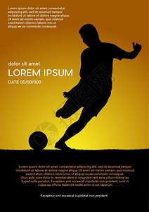 足球比赛日落背景矢量海报男子玩游戏和球背景图片