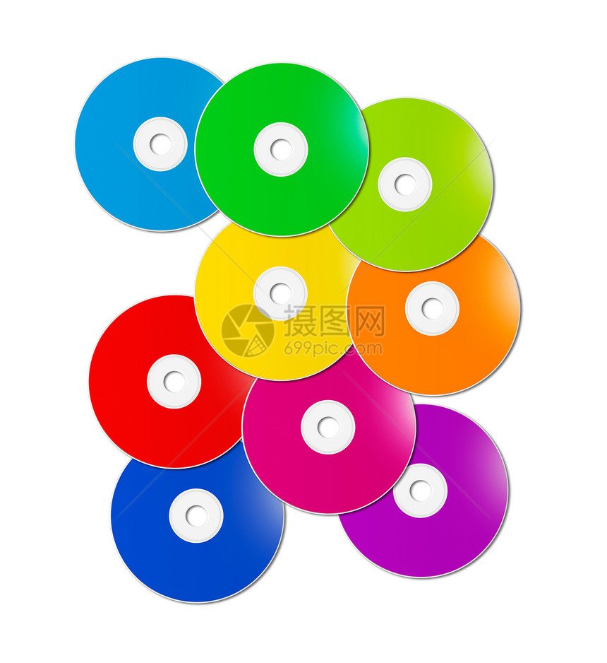 白背景上的彩虹cd白背景上的Dvd范围白背景上孤立的dv模拟插图彩虹图片