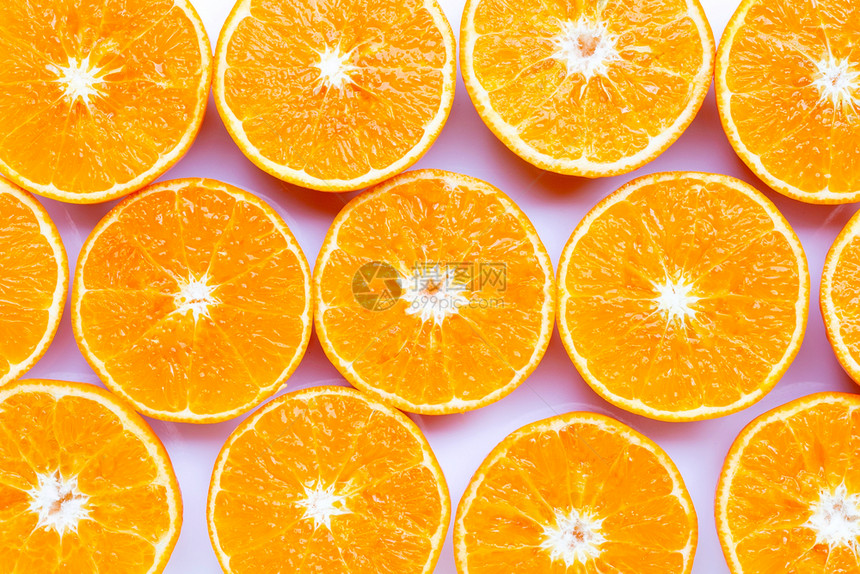 新鲜橙果背景顶视图图片
