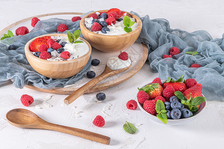 水果酸奶用于健康早餐图片