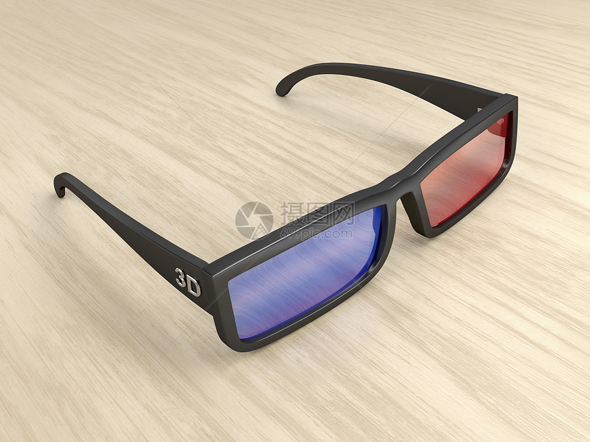 木板上的3D眼镜图片