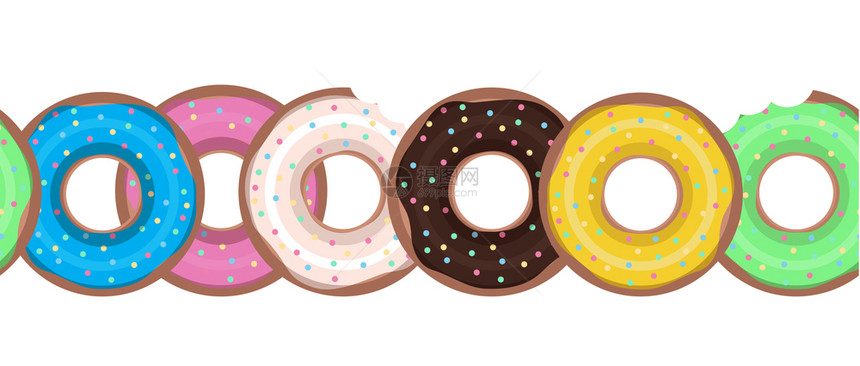 彩色甜甜圈卡通矢量元素图片