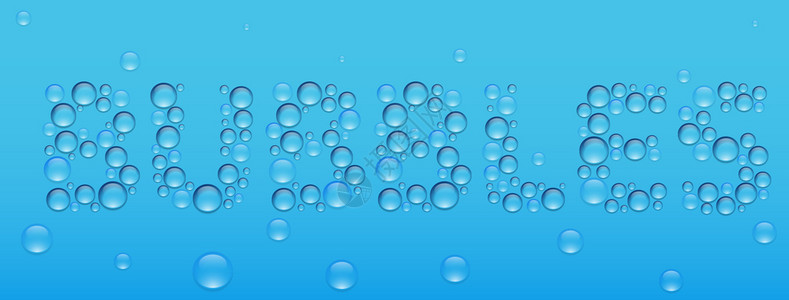 水滴字体素材蓝色背景上的气泡字体插画