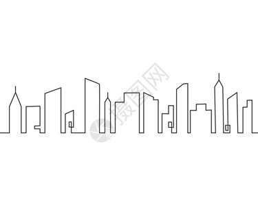 线条城市剪影设计矢量插图背景图片