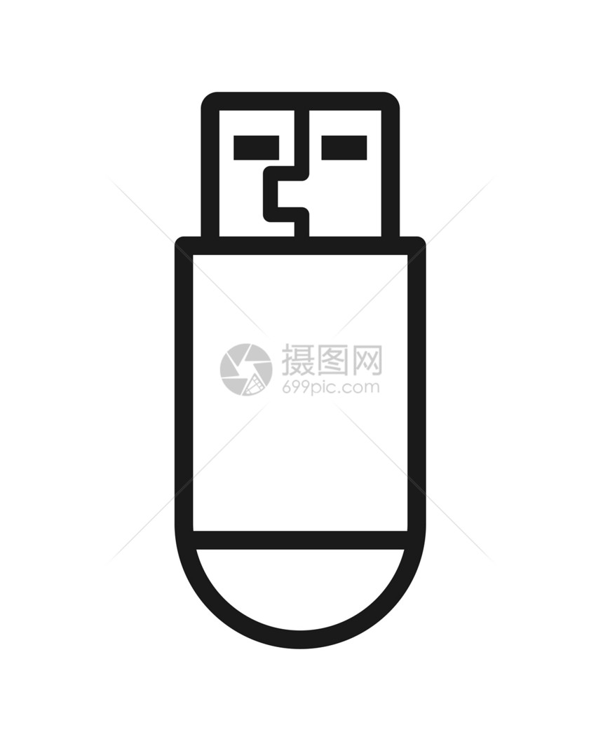 usb闪存驱动器空大纲网站和应用程序的简单平板设计图片