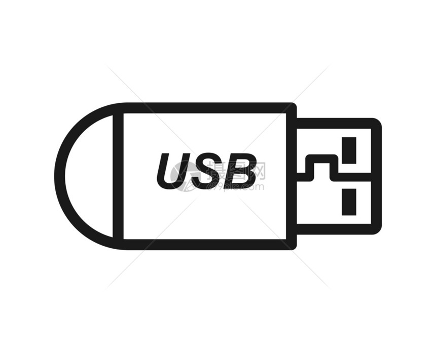 usb闪存驱动器空大纲网站和应用程序的简单平板设计图片