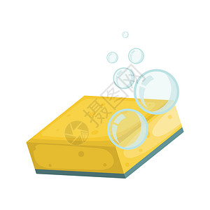 手套盒黄海绵的卡通洗碗插画