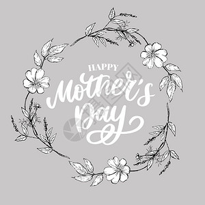 母亲节手绘花卉复古温馨背景矢量设计插图背景图片