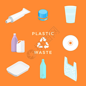 橡胶塑料一次性塑料制品污染插画