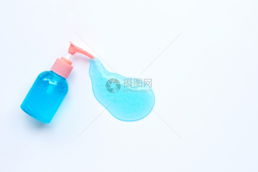 白色背景的泵瓶内洗涤剂凝胶复制空格图片