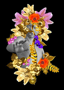 抽象3d使模型具有花朵设计背景图片