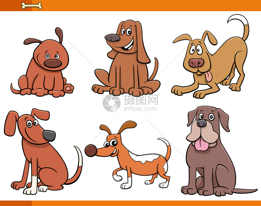 有趣的狗和小可爱动物人系列漫画插图图片