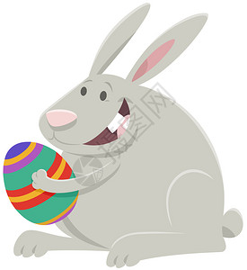 漫画插图有趣的复活节兔子和彩色复活节鸡蛋高清图片