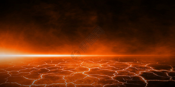 火山熔岩火山爆发后红色破碎地面质的热3d抽象视角背景