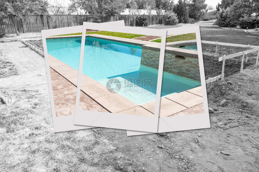 游泳池建筑工地有图片照框含有已完成的项目图片